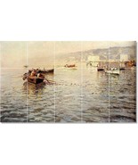 Attilio Pratella Ships Painting Ceramic Tile Mural BTZ22925 - $150.00+