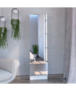 White Tall Shoe Rack with Mirror, 5 Shelves, 10-Pair Storage Capacity - $7,678.79 MXN