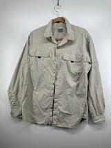 Columbia Men&#39;s Field Gear Omni-Shade L Fishing Button-Up Beige Long Sleeve Shirt - £20.79 GBP