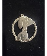 Vintage Snoopy Pendant Large Statement 2&quot; Silvertone Peanuts Happy Dog 1... - £10.18 GBP