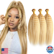 28 30 32 Inch P27/613 Highlight Blonde Bundles Human Hair Yaki Straight ... - $62.43