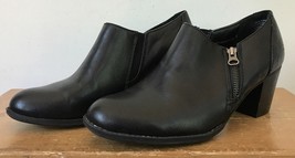 GH Bass Co Tiana Black Leather Heeled Western Style Ankle Boots Shoes 10... - $29.69