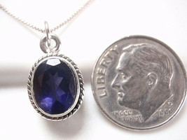 Small Faceted Iolite with Accented Sides 925 Sterling Silver Pendant - £28.32 GBP
