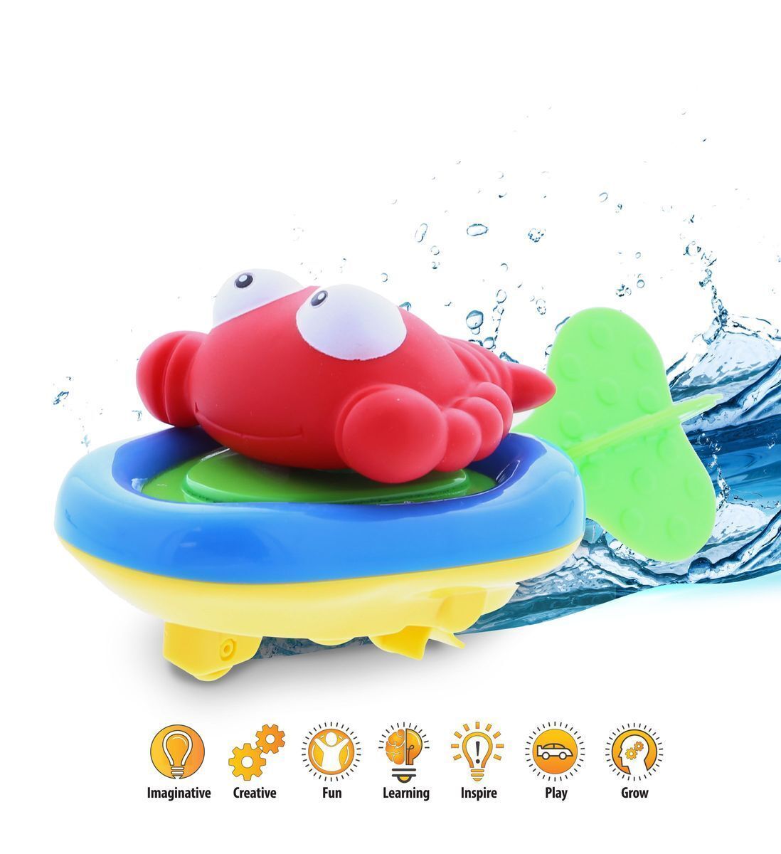Primary image for Boat Racer Buddy Pull N Go Floating Bath Toy 6" For Baby Toddler  Red Lobster