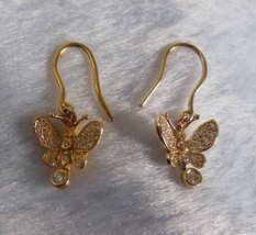 14K Yellow Gold Earrings, Diamond Earrings, Butterfly Earrings - $699.00