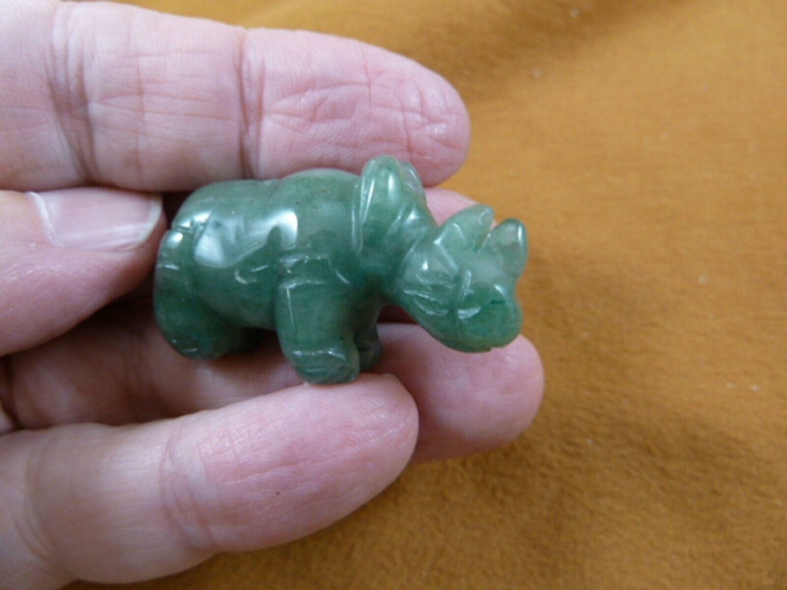 (Y-RHI-578) green Aventurine RHINO rhinoceros gemstone FIGURINE carving ... - $14.01