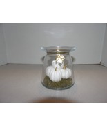 Bath and Body Works Pedestal Candle Holder-White Pumpkins/Autumn-Glass - $61.21 CAD