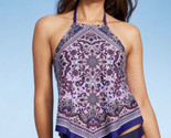 Kona Sol Hanker Chef Style Tankini Natation Haut Violet Cachemire Floral... - $14.75