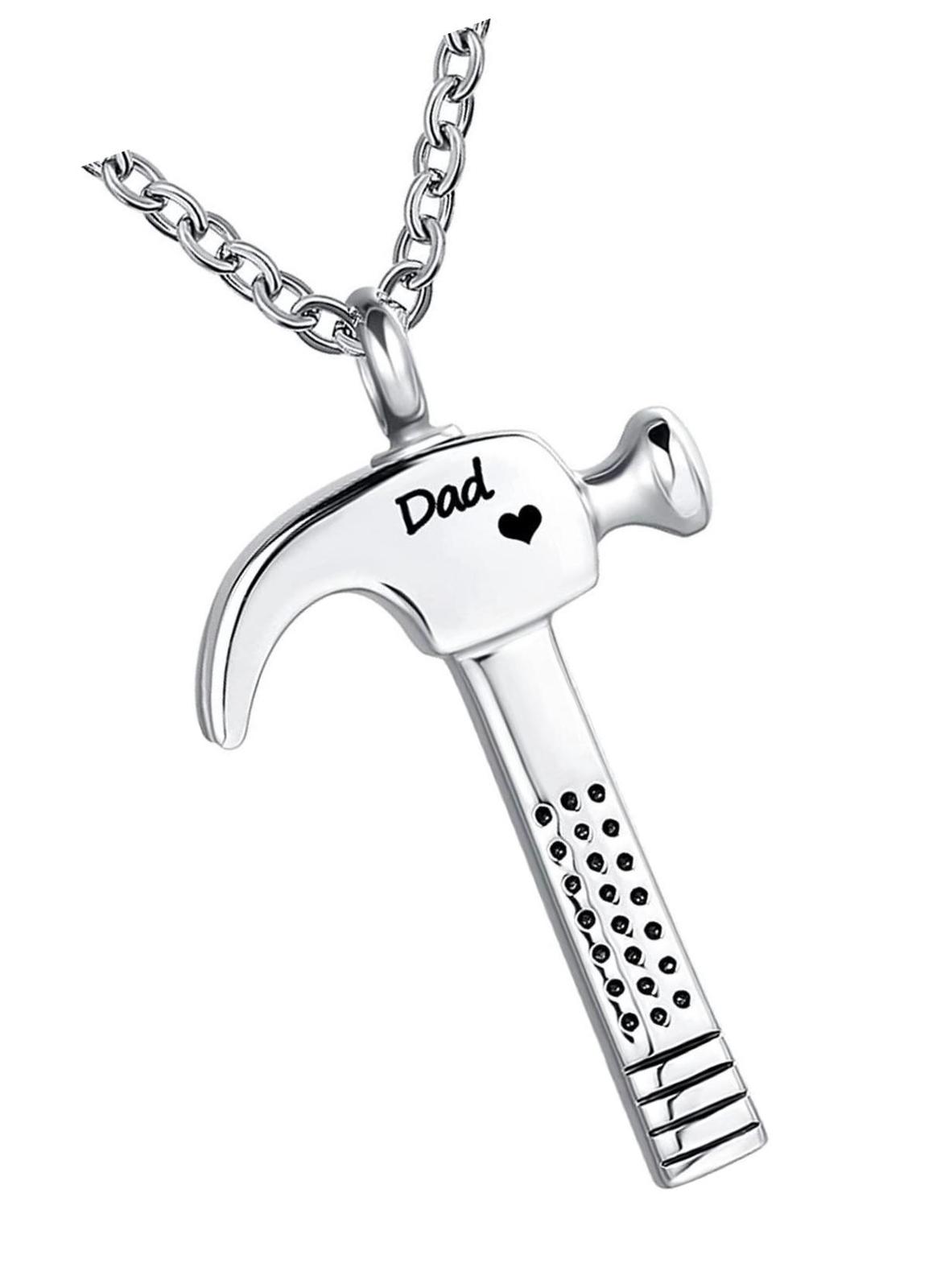 Hammer Shape Cremation Urn Necklace Ashes Memorial - $40.52