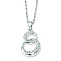 Sterling Silver &amp; CZ Brilliant Embers Polished Circle Necklace Jewelry 18&quot; - £35.27 GBP