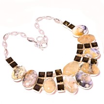 Dendrite Moss Agate Faceted Smoky Quartz Handmade Necklace Jewelry 18&quot; SA 2518 - £11.76 GBP