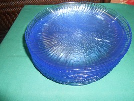 Great set of 10 BLUE Handblown Glass LUNCHEON Plates..9&quot; diameter - £15.12 GBP