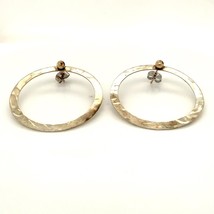 Vintage Signed Sterling Handmade Modernist Hoop Round Statement Stud Earrings - £30.69 GBP