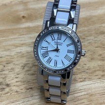 Armitron 75/3863SV Lady Silver Ceramic Rhinestone Analog Quartz Watch~New Batter - £15.64 GBP