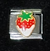 Dipped Strawberry Wholesale Italian Charm Enamel Link 9MM K3456 - $15.00