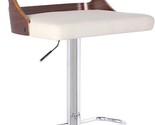 Armen Living Storm Barstool in Cream Faux Leather, Walnut Wood and Chrom... - $221.99