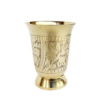 Rastogi Handicraft Pure Brass Tumbler with Mughlai Etched Design, for Drinking S - £12.52 GBP