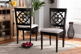 Papua Gray Fabric Upholstered and Dark Brown 2Pc Dining Chair Set - $3,115.98 MXN