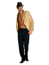 Rubie&#39;s Deluxe Men&#39;s Gold Sequin Jacket, Gold, X-Large Costume - £96.16 GBP