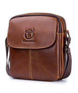 BULLCAPTAIN Leather Men Small Shoulder Bag Casual Messenger bag - $38.87