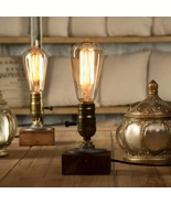 Industrial lamp Dimmable Edison Filament Lamp, Vintage Wood Desk Lamp - $57.05 CAD