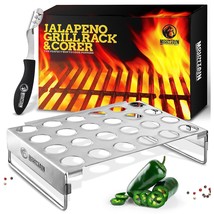 Jalapeno Poppers Holder For Grill With Corer - Large 24 Hole Pepper Rack And Tra - £32.12 GBP
