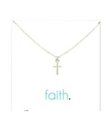 Faith Small Cross Necklace Silver Dainty 18&quot; pendant adjustable Jesus Go... - £6.92 GBP