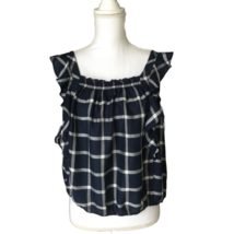 Universal Thread Navy Ruffled Plaid Cropped Top Size XXL - £14.22 GBP