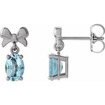 Authenticity Guarantee 
Platinum Sky Blue Topaz Ladies Bow Earrings - £528.56 GBP