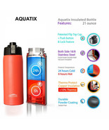 Aquatix Sunset Orange Insulated FlipTop Sport Bottle 21oz Pure Stainless... - $34.10 CAD