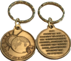 Universe One Day At A Time Bronze Keychain With Serenity Prayer - £3.93 GBP