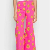 Free People Youthquake Pink Orange Floral Retro Crop Flare Jeans Size 29 - £39.17 GBP
