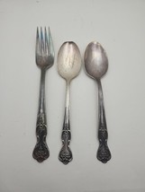 Wm Rogers Vintage Silverplate Fork &amp; Spoons Magnolia Design Extra Plate Flatware - $9.85