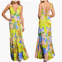 Maaji Selvatik Marea Knit Cover-Up Maxi Dress, Yellow/Blue Size Small 2/... - $111.27