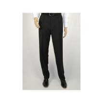 Men's MANTONI Pleated Dress Pants 100% Wool Super 140's Classic Fit  40901 Black image 4