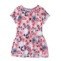 Wonder Nation Girls Soft Jersey Peplum Hem Tee Size Large 10-12 Floral Peach - £7.06 GBP