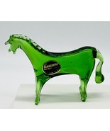 Kanawha Art Glass Hand Blown Green Standing Horse 4 inch Vintage Sticker - $28.04