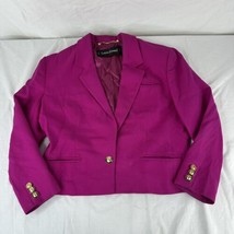 Vintage Louis Feraud Gold Button Lined Hot Pink Size 10 Blazer West Germ... - $39.59