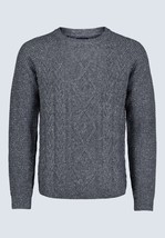 Buffalo David Men&#39;s Wallaby Nep Yarn Cable Knit Crewneck Sweater Charcoa... - $34.99