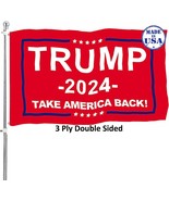Trump 2024 Flag Double Sided 3X5 Outdoor Red Take America Back Donald Trump Flag - $27.99