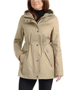 Hunter Womens Rain Jacket Tan Water Resistant Hood Pocket Adjustable Waist - $1,473.14 MXN