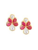 KICKY &amp; PERKY 925 Sterling Silver Floral Stud Earring | Polki Moissanite - $99.00