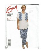 McCalls Sewing Pattern 8771 Shirt Mock Vest Pull on Pants Misses Size 10-16 - £6.78 GBP