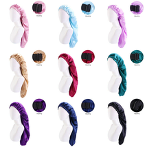 Women&#39;s Soft Adjustable Double Layer Satin Bonnet Sleep Cap for long hair braids - £10.15 GBP