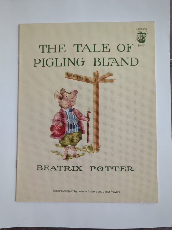 Beatrix Potter The Tale Of Pigling Bland Cross Stitch Book 1983 Green Apple Co - $25.64