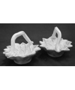 Twin small porcelain Poinsettia handled baskets - £15.75 GBP