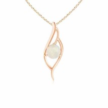 ANGARA Opal Angel Wing Bypass Pendant Necklace in 14K Solid Gold | 18&quot; Chain - £364.46 GBP