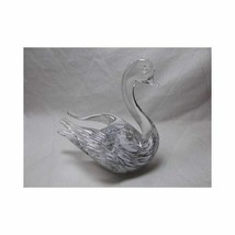 Vtg Art Glass SWAN FIGURINE GRANNA GLAS SWEDEN glashytta Marked foil sti... - $24.98