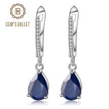 Gem&#39;s Ballet 5.05Ct Natural Blue Sapphire Gemstone Drop Earrings 925 Sterling Si - £75.42 GBP