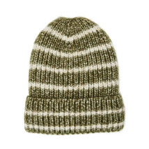 Time And Tru Women&#39;s Striped Knit Beanie Hat Olive Dusk New - £11.56 GBP